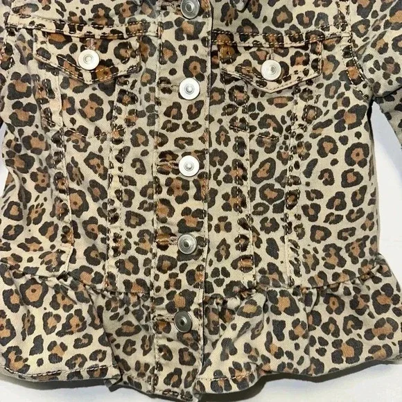 Girls Wonder Nation Jacket 3T Beige Brown Leopard Cheetah Print - Picture 3 of 10